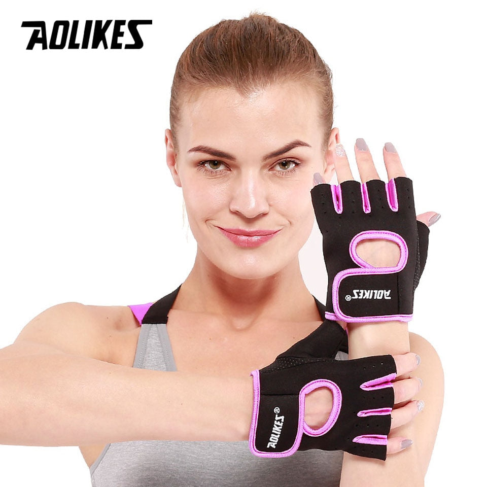 1 Pair Men Women Gym Half Finger Sports Fitness Gloves